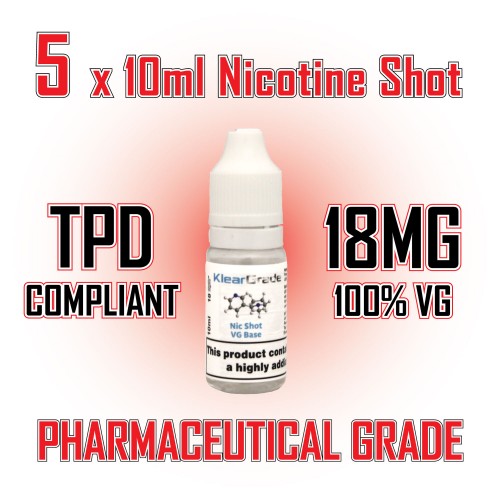 5 x Nicotine Shots 10ml 18mg