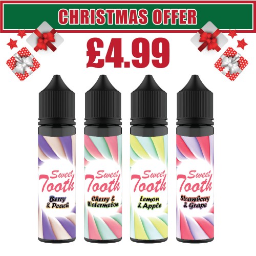 4 x 50ml Sweet Tooth Short Fill E Liquids ONLY £4.99